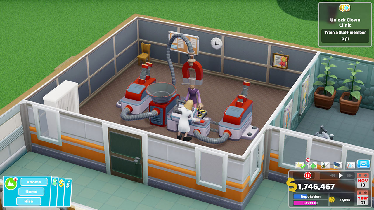 Two Point Hospital (Playstation 4 / PS4) includes Bigfoot and Pebberley  Island expansions 