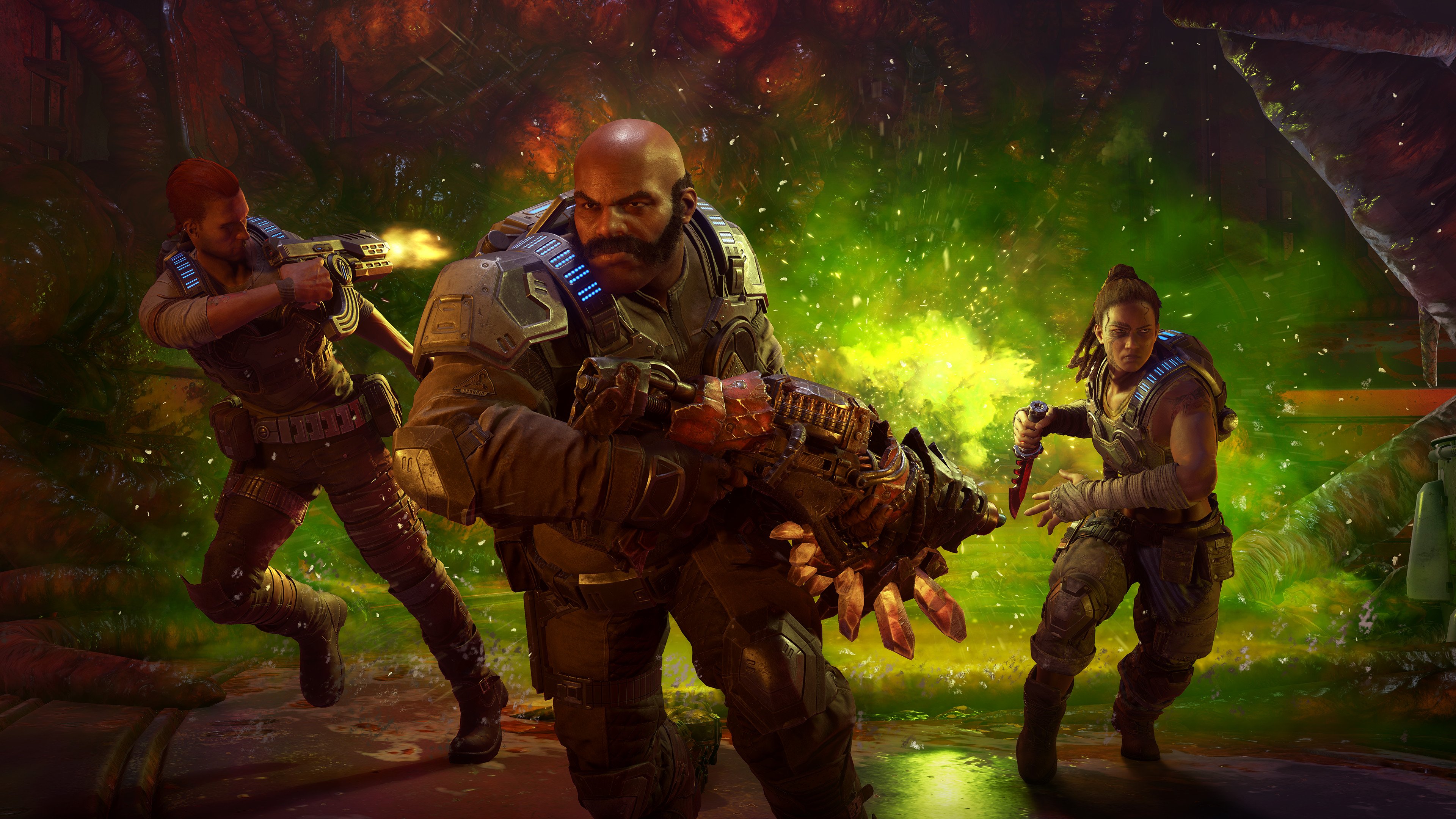 Gears 5 is getting story DLC and its Xbox Series X/S update lets you recast  Marcus Fenix as Dave Bautista