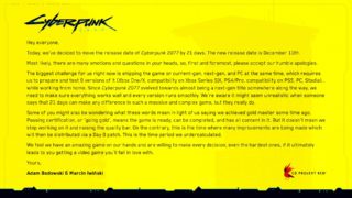 Cyberpunk 2077 has been delayed to December