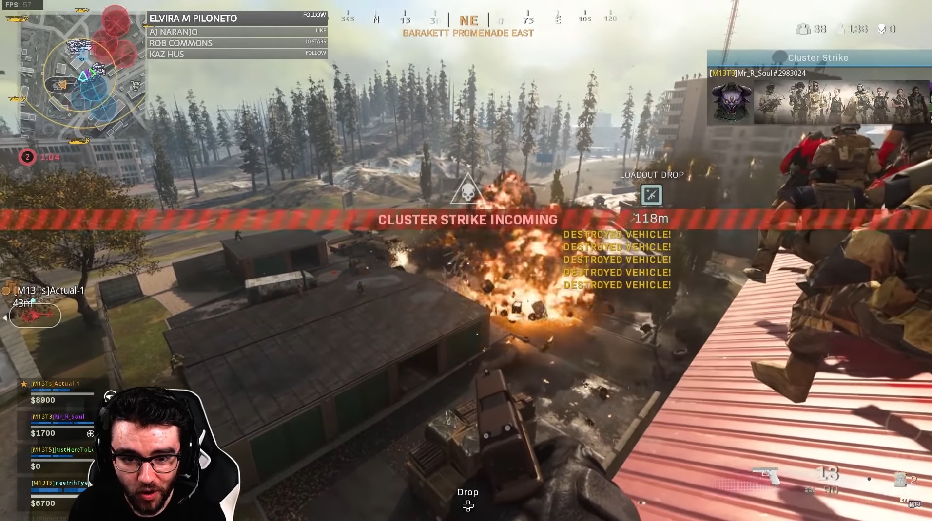 The Streamer crashes the Warzone server by blowing up all vehicles simultaneously