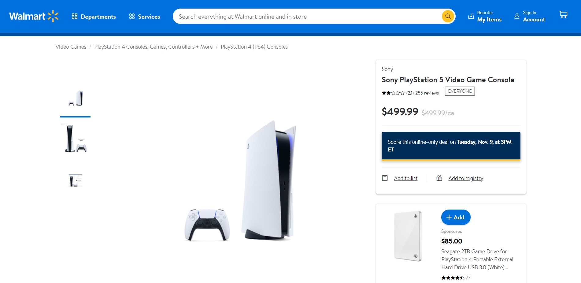 Walmart consoles sales