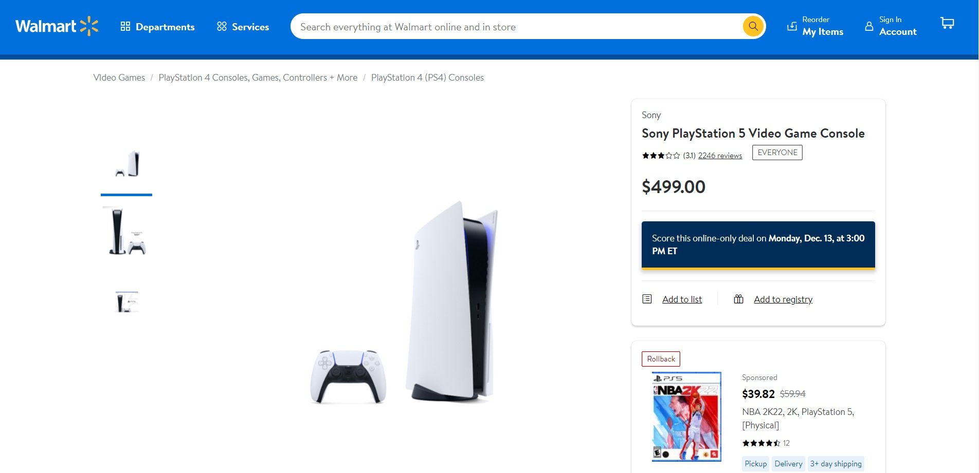 Walmart has the PS5 in stock right now and anyone can buy it