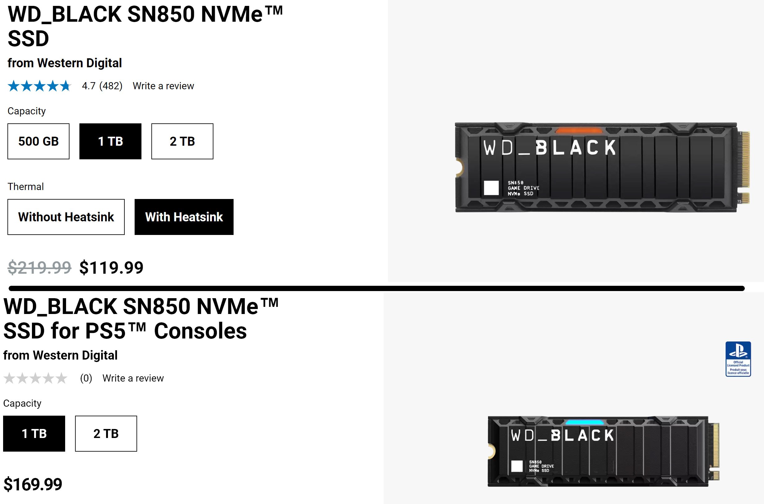 SSD WD BLACK SN850 X 2 To pour PS5 : les prix