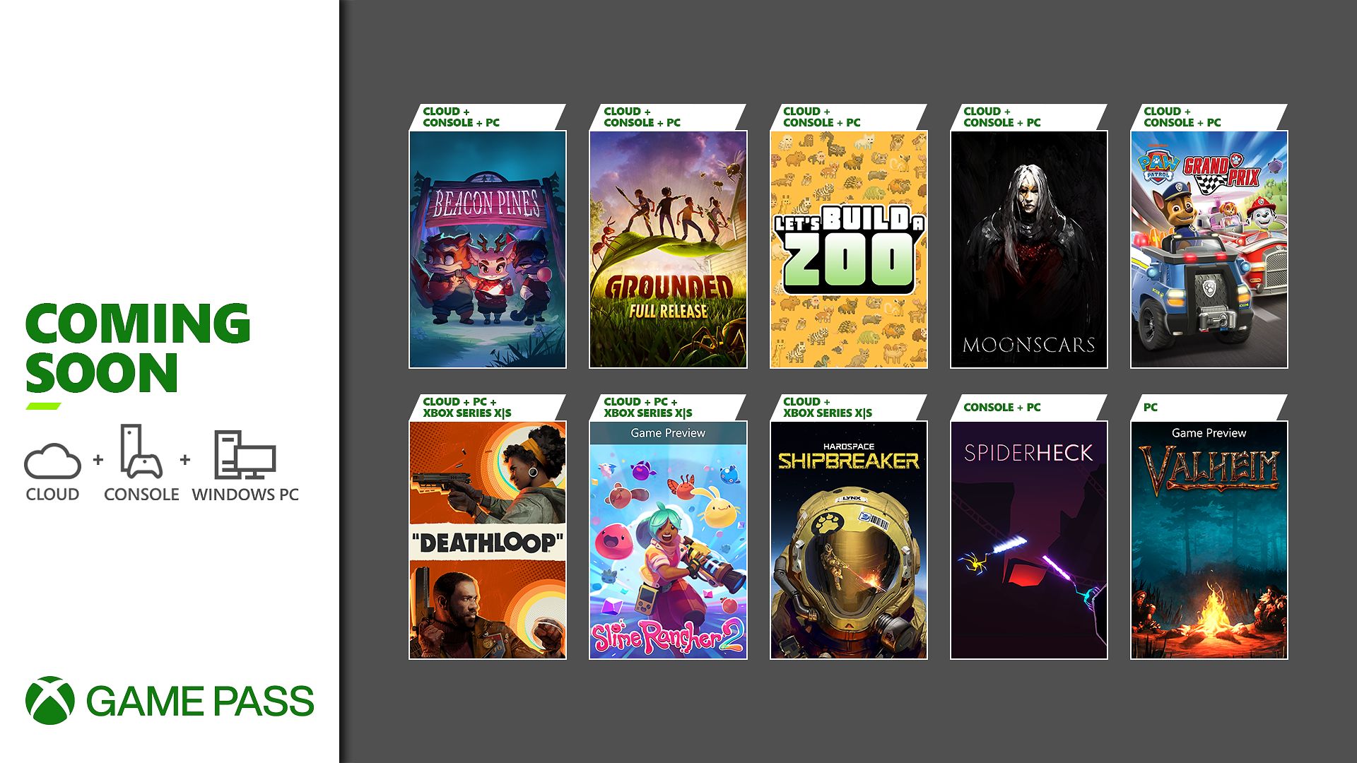Xbox Game Pass games list for Xbox console, PC, and xCloud