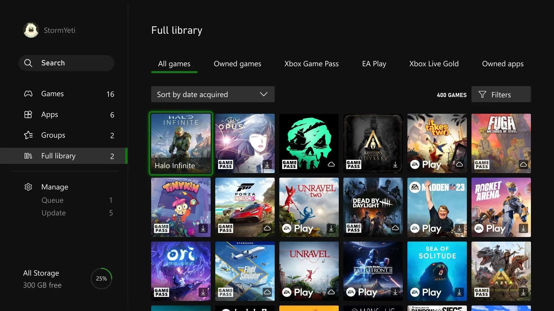 Xbox Game Pass Games Library