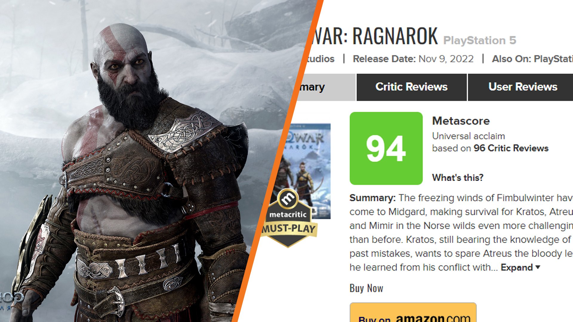 God of War Ragnarök is the second-highest-rated new game of the year