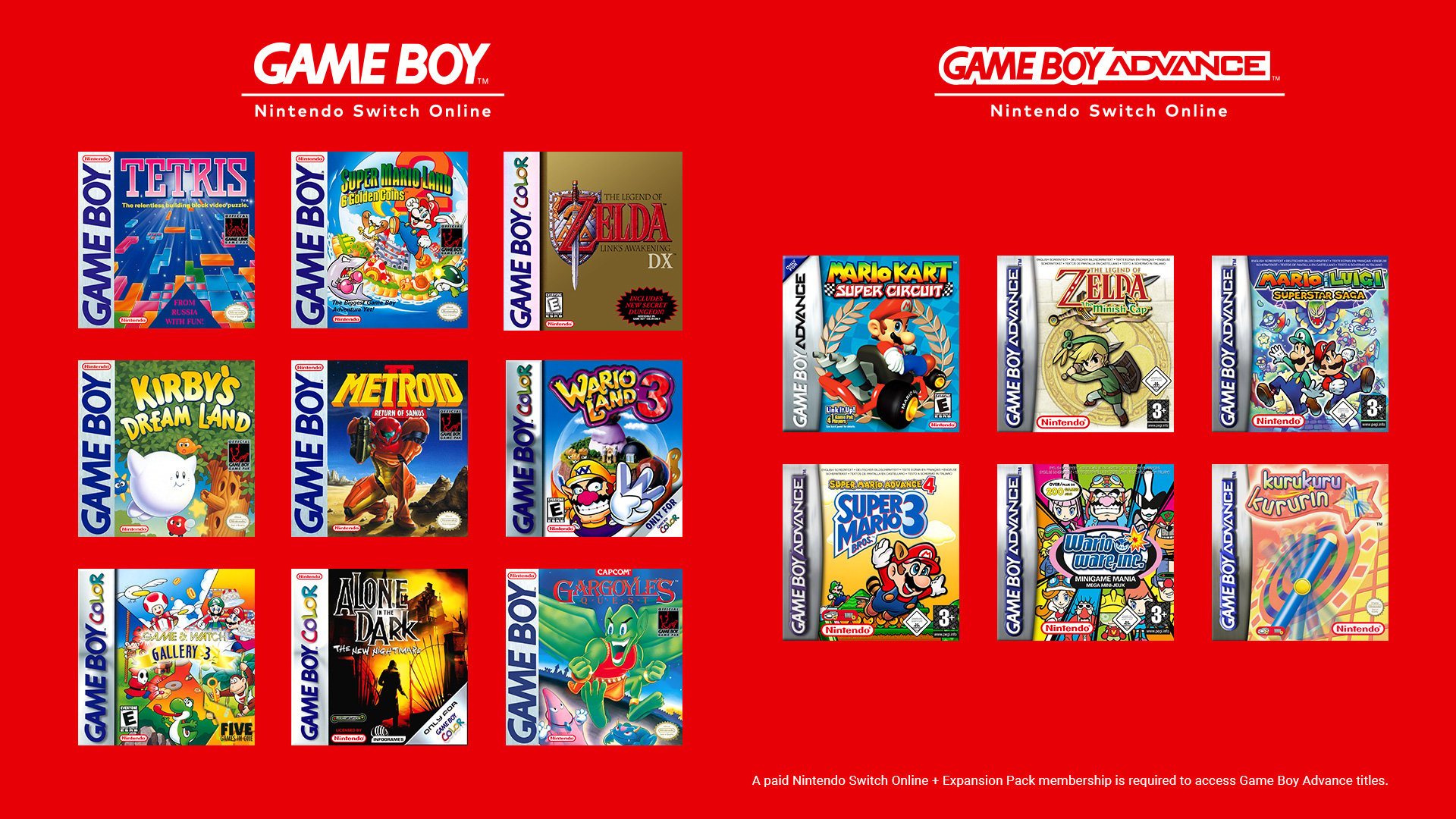 Nintendo Switch Online Adding Game Boy and Game Boy Advance Games