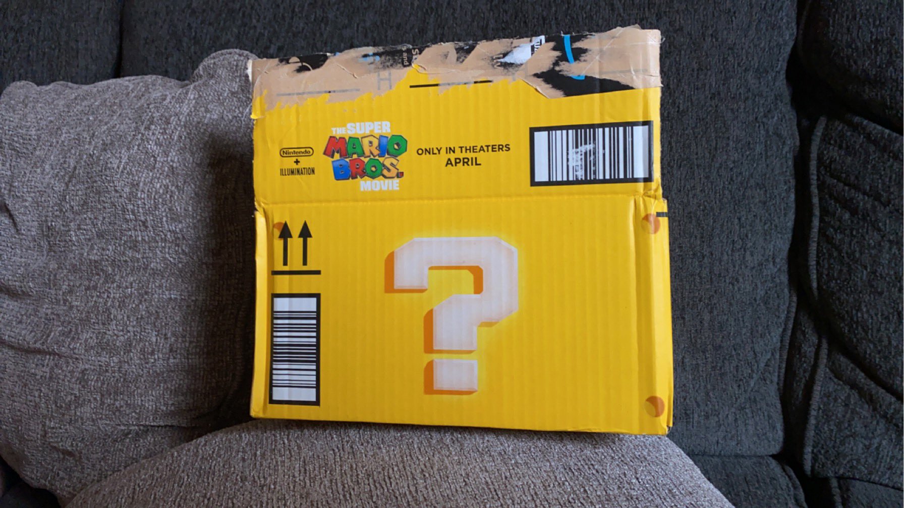 Amazon is turning its boxes into question mark blocks to promote the Mario movie