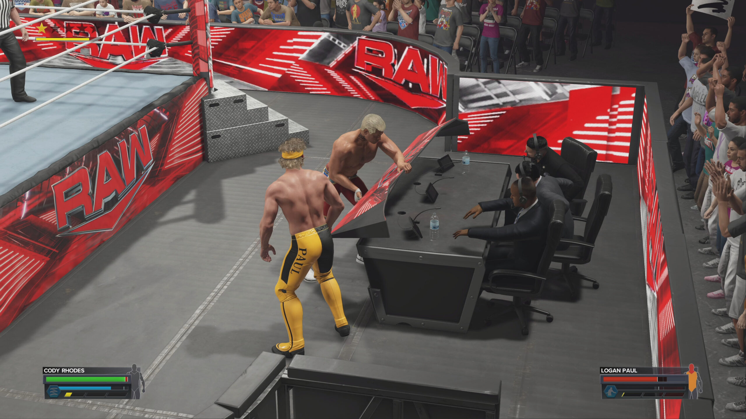 WWE 2K23 How to put your opponent through the announce table VGC