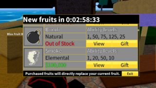 The Blox Fruits dealer stock window.