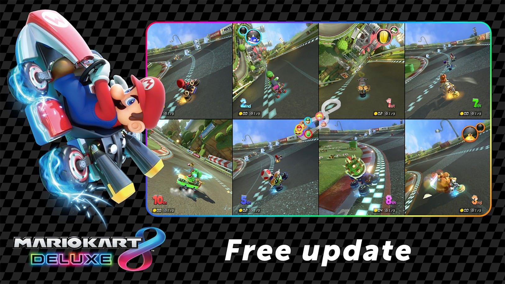 Mario Kart 8 Deluxe gets a free Switch 2 update adding an eight-player split-screen mode