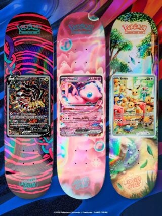 Pokémon and Santa Cruz reveal blind bag skateboards featuring classic Pokémon TCG cards