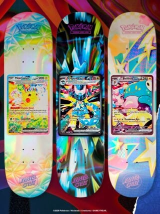 Pokémon and Santa Cruz reveal blind bag skateboards featuring classic Pokémon TCG cards