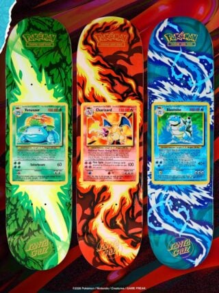 Pokémon and Santa Cruz reveal blind bag skateboards featuring classic Pokémon TCG cards